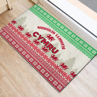 Custom Wales Christmas Rubber Doormat Nadolig Llawen Welsh Dragon - Wonder Print Shop
