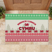 Custom Wales Christmas Rubber Doormat Nadolig Llawen Welsh Dragon - Wonder Print Shop
