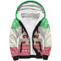 Custom Wales Christmas Sherpa Hoodie Nadolig Llawen Welsh Dragon - Wonder Print Shop