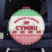 Custom Wales Christmas Spare Tire Cover Nadolig Llawen Welsh Dragon - Wonder Print Shop