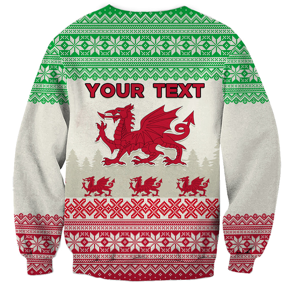 Custom Wales Christmas Sweatshirt Nadolig Llawen Welsh Dragon - Wonder Print Shop