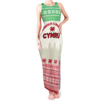 Custom Wales Christmas Tank Maxi Dress Nadolig Llawen Welsh Dragon - Wonder Print Shop