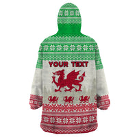 Custom Wales Christmas Wearable Blanket Hoodie Nadolig Llawen Welsh Dragon - Wonder Print Shop