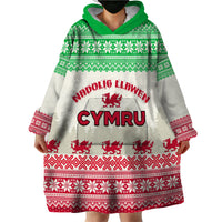 Custom Wales Christmas Wearable Blanket Hoodie Nadolig Llawen Welsh Dragon - Wonder Print Shop
