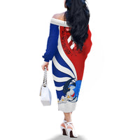 Cuba Liberation Day Family Matching Off Shoulder Long Sleeve Dress and Hawaiian Shirt Patria o Muerte Venceremos Tocororo With White Mariposa - Wonder Print Shop