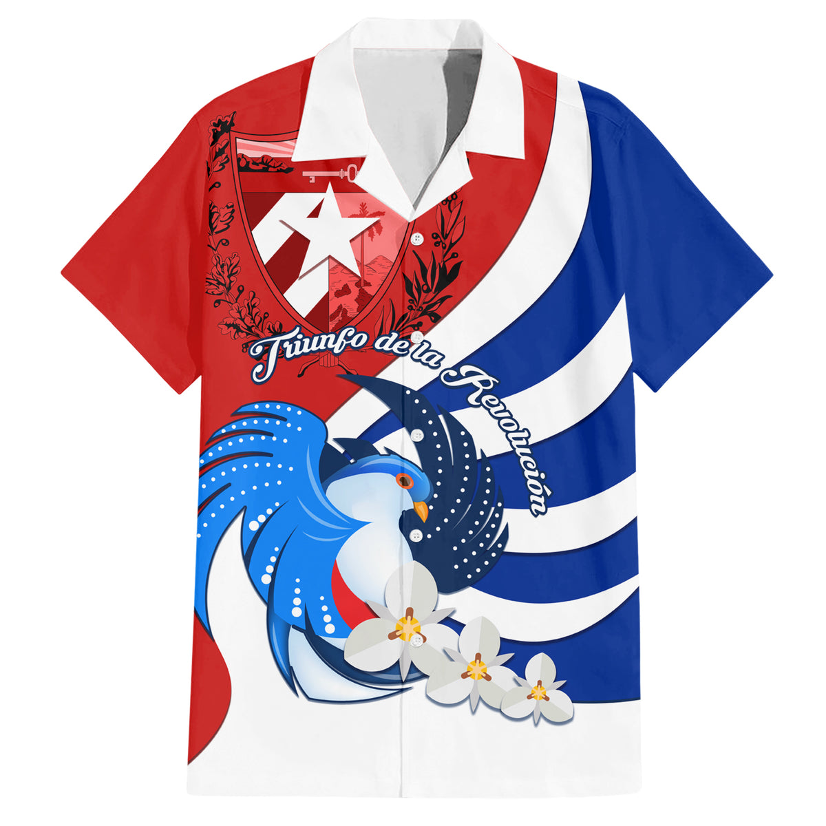 Cuba Liberation Day Family Matching Short Sleeve Bodycon Dress and Hawaiian Shirt Patria o Muerte Venceremos Tocororo With White Mariposa - Wonder Print Shop
