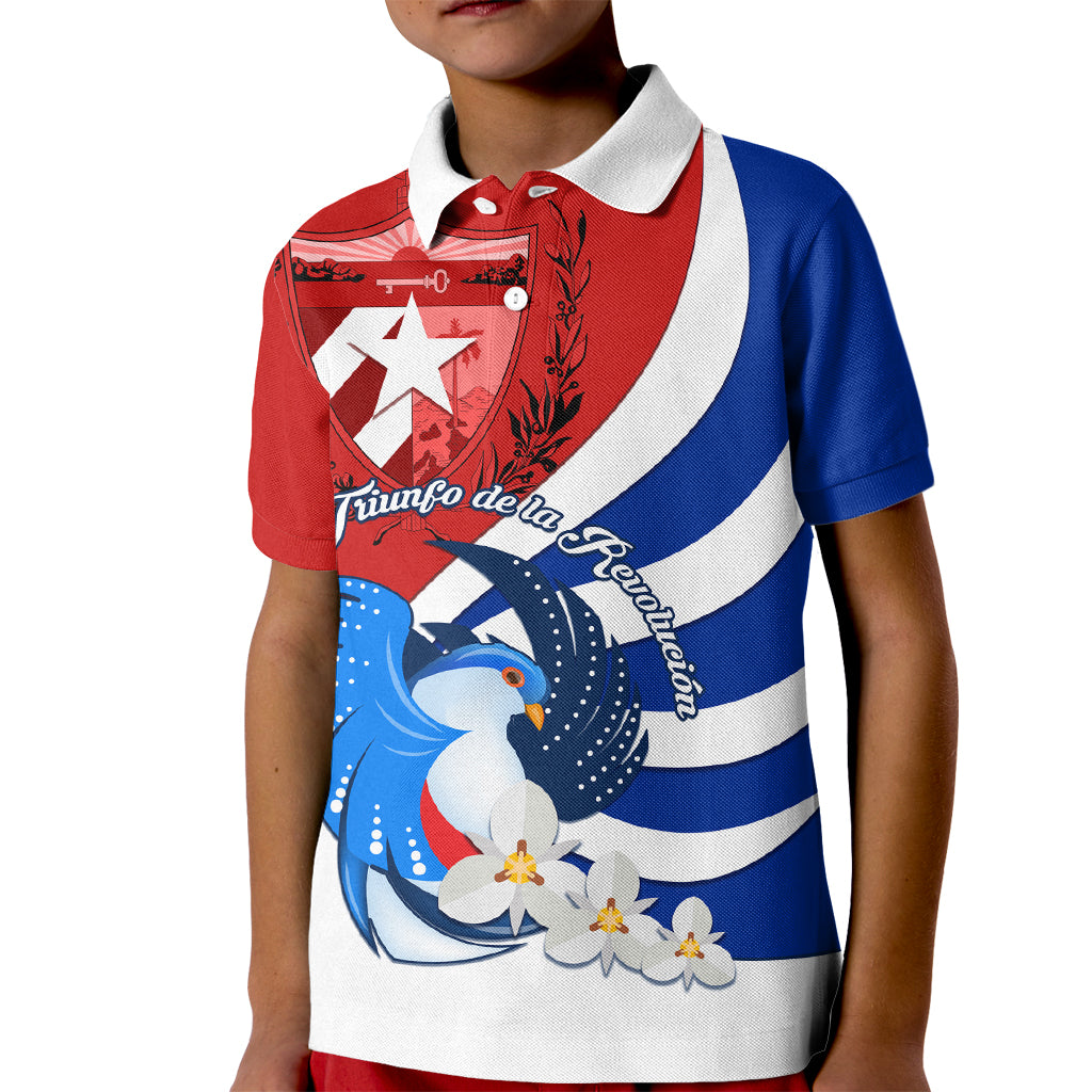 Cuba Liberation Day Kid Polo Shirt Patria o Muerte Venceremos Tocororo With White Mariposa - Wonder Print Shop
