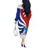 Cuba Liberation Day Off The Shoulder Long Sleeve Dress Patria o Muerte Venceremos Tocororo With White Mariposa - Wonder Print Shop