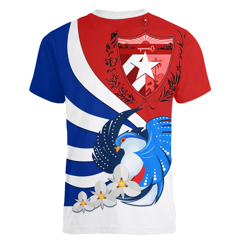 Cuba Liberation Day Women V Neck T Shirt Patria o Muerte Venceremos Tocororo With White Mariposa - Wonder Print Shop