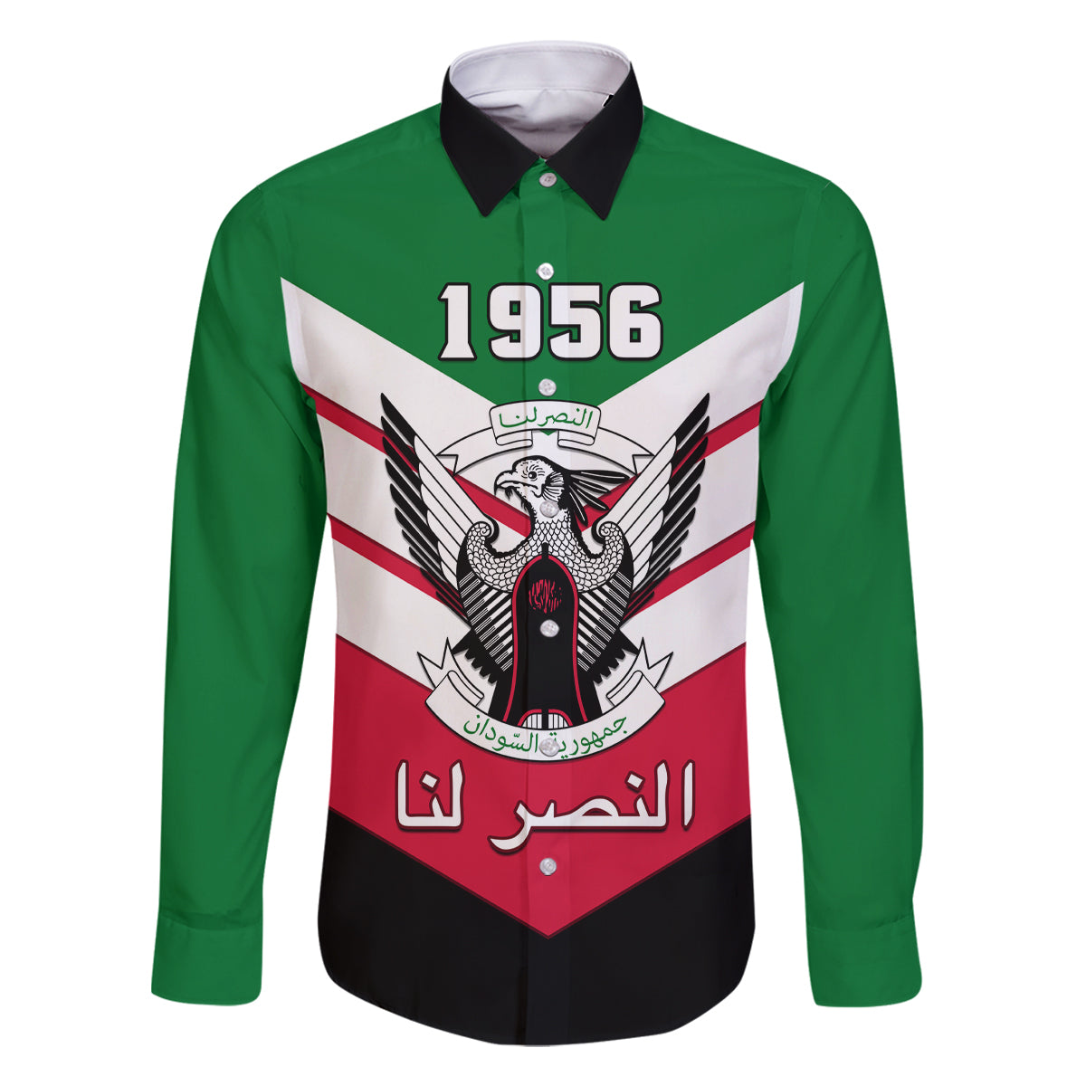 Sudan Independence Day Family Matching Off Shoulder Long Sleeve Dress and Hawaiian Shirt Sudanese Secretary Bird - Wonder Print Shop