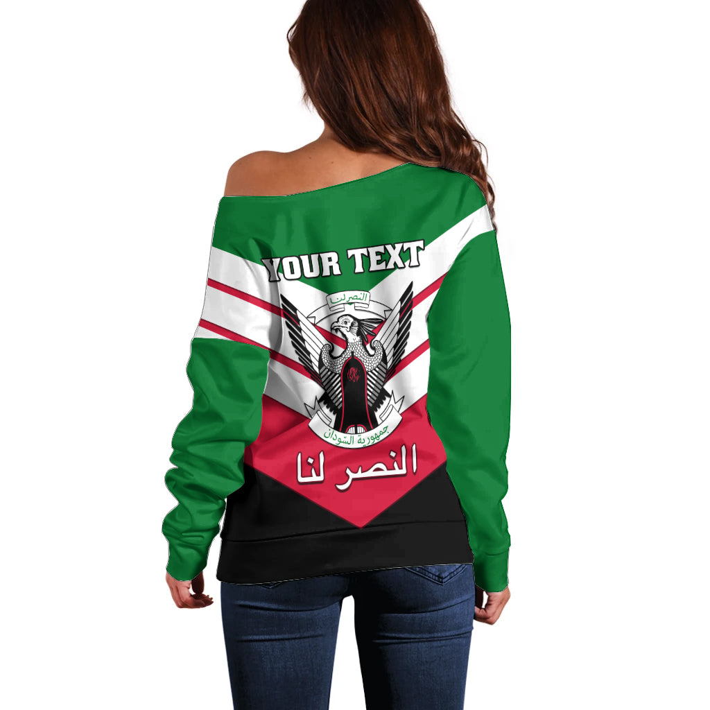 Sudan Independence Day Off Shoulder Sweater Sudanese Secretary Bird - Wonder Print Shop