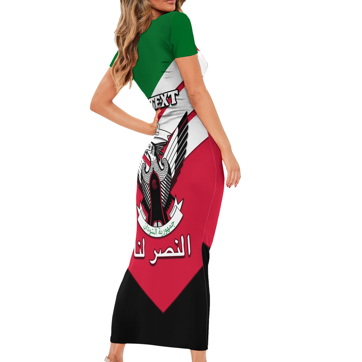 Sudan Independence Day Short Sleeve Bodycon Dress Sudanese Secretary Bird - Wonder Print Shop