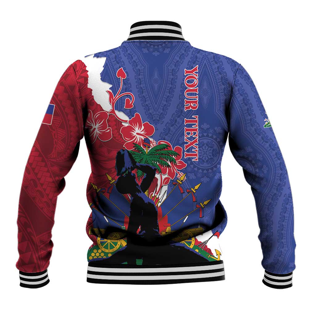 Personalised Haiti Le Marron Inconnu Baseball Jacket Dashiki Mix Polynesian Pattern - Wonder Print Shop