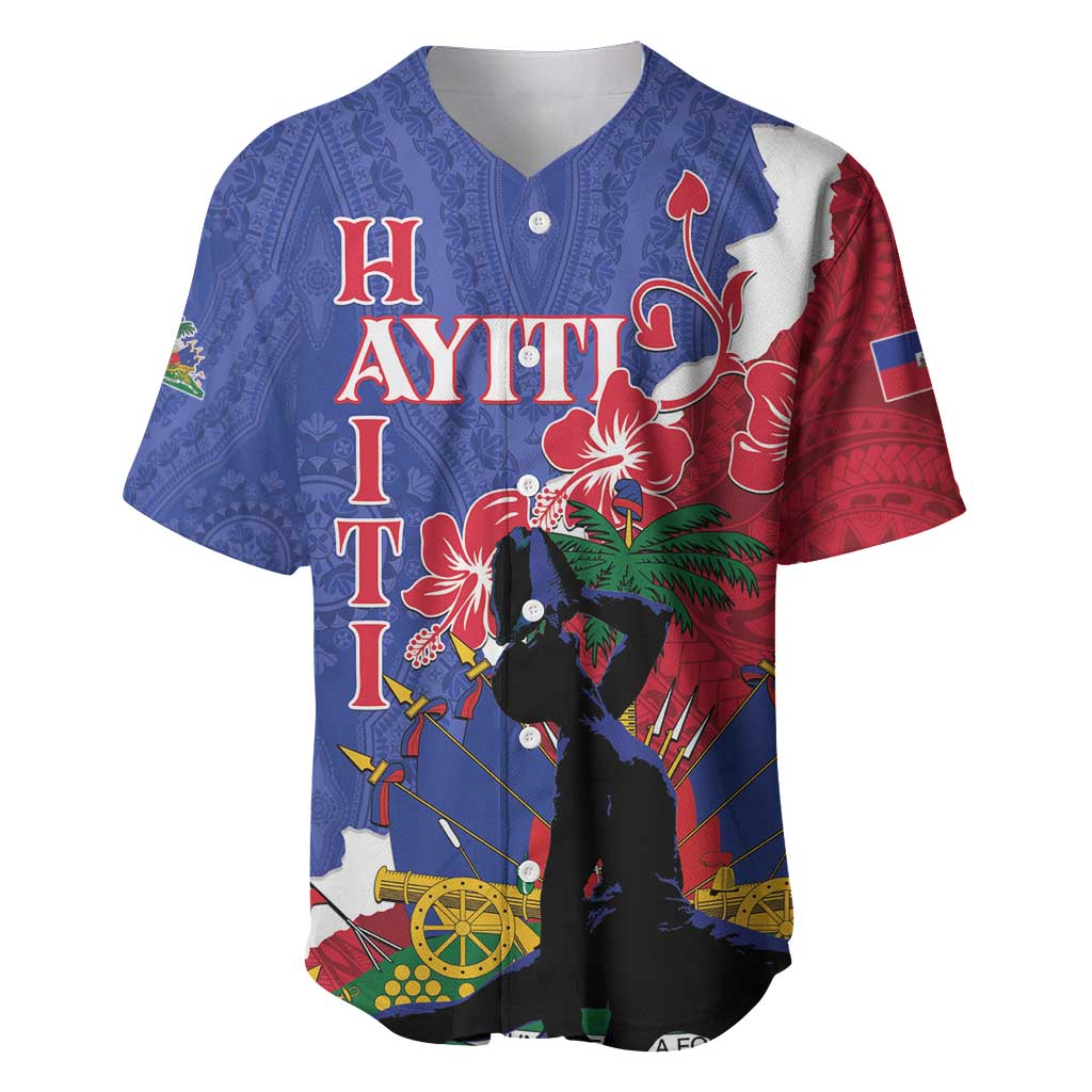 Personalised Haiti Le Marron Inconnu Baseball Jersey Dashiki Mix Polynesian Pattern - Wonder Print Shop