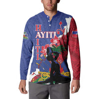 Personalised Haiti Le Marron Inconnu Button Sweatshirt Dashiki Mix Polynesian Pattern - Wonder Print Shop