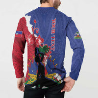 Personalised Haiti Le Marron Inconnu Button Sweatshirt Dashiki Mix Polynesian Pattern - Wonder Print Shop