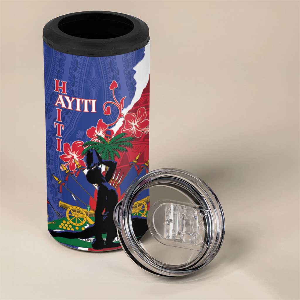 Personalised Haiti Le Marron Inconnu 4 in 1 Can Cooler Tumbler Dashiki Mix Polynesian Pattern - Wonder Print Shop