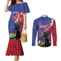 Personalised Haiti Le Marron Inconnu Couples Matching Mermaid Dress and Long Sleeve Button Shirt Dashiki Mix Polynesian Pattern