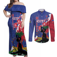 Personalised Haiti Le Marron Inconnu Couples Matching Off Shoulder Maxi Dress and Long Sleeve Button Shirt Dashiki Mix Polynesian Pattern - Wonder Print Shop