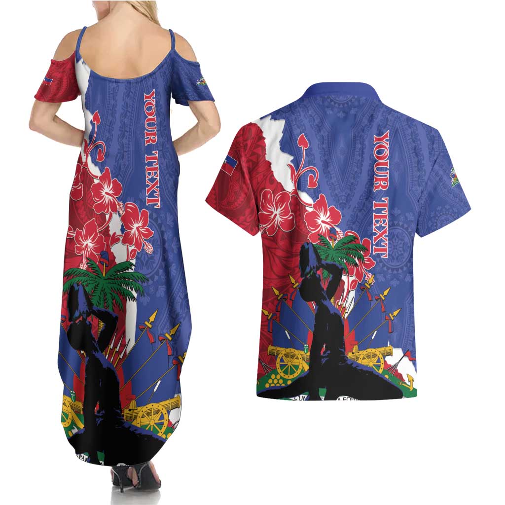 Personalised Haiti Le Marron Inconnu Couples Matching Summer Maxi Dress and Hawaiian Shirt Dashiki Mix Polynesian Pattern - Wonder Print Shop