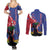 Personalised Haiti Le Marron Inconnu Couples Matching Summer Maxi Dress and Long Sleeve Button Shirt Dashiki Mix Polynesian Pattern - Wonder Print Shop