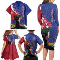 Personalised Haiti Le Marron Inconnu Family Matching Long Sleeve Bodycon Dress and Hawaiian Shirt Dashiki Mix Polynesian Pattern - Wonder Print Shop