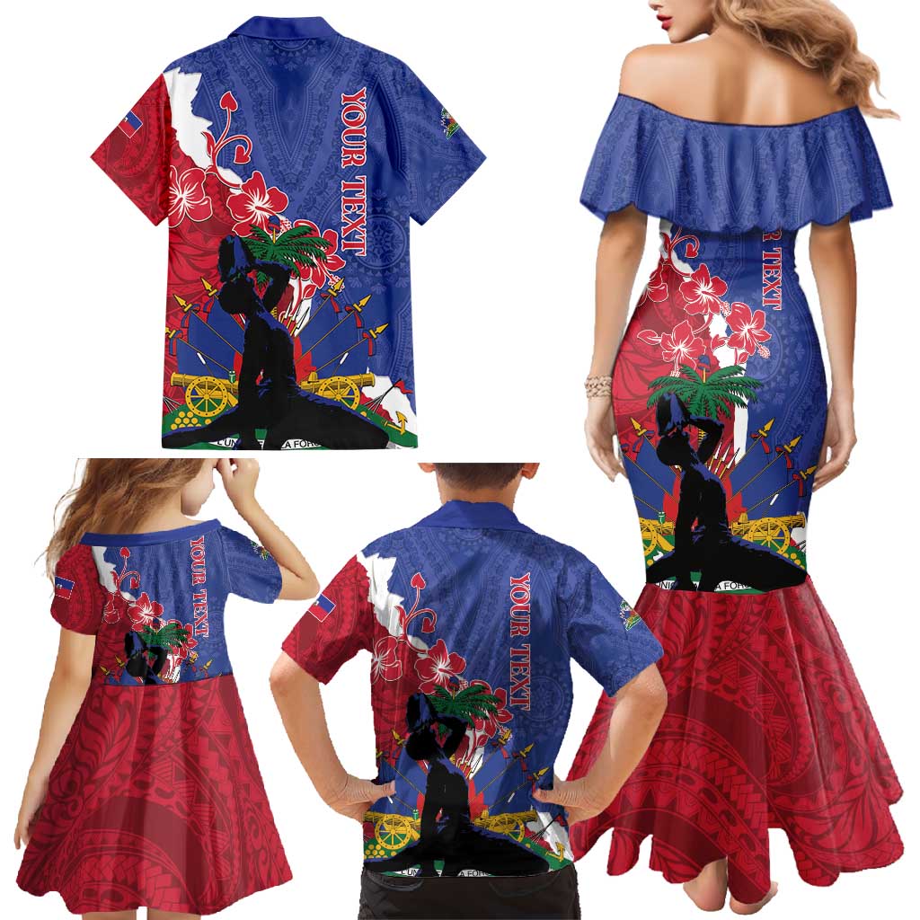 Personalised Haiti Le Marron Inconnu Family Matching Mermaid Dress and Hawaiian Shirt Dashiki Mix Polynesian Pattern - Wonder Print Shop