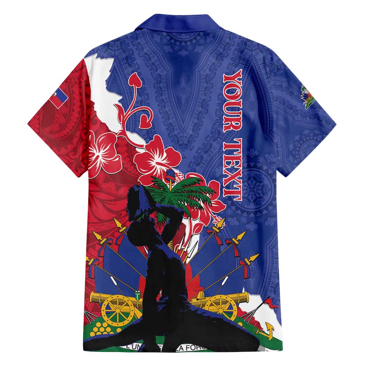 Personalised Haiti Le Marron Inconnu Family Matching Off The Shoulder Long Sleeve Dress and Hawaiian Shirt Dashiki Mix Polynesian Pattern - Wonder Print Shop