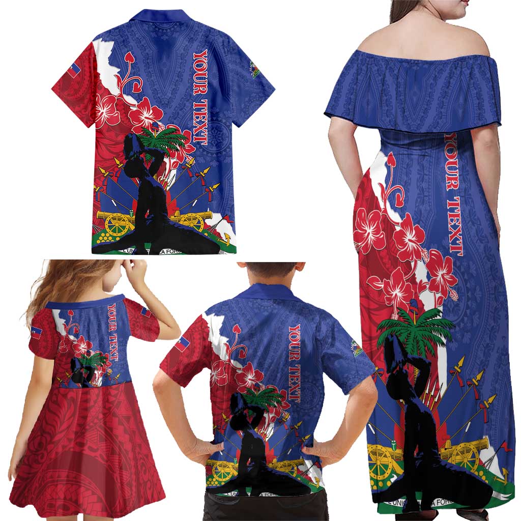 Personalised Haiti Le Marron Inconnu Family Matching Off Shoulder Maxi Dress and Hawaiian Shirt Dashiki Mix Polynesian Pattern - Wonder Print Shop