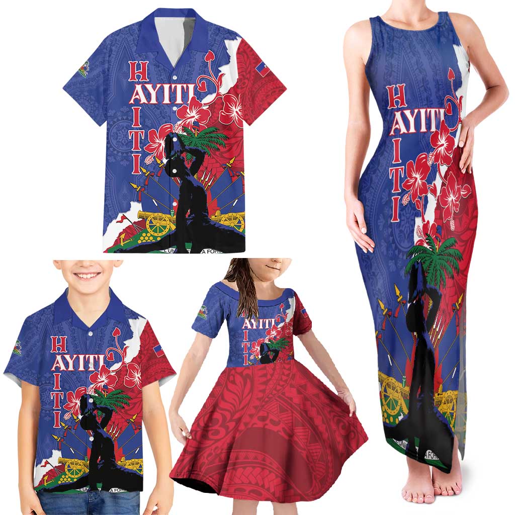 Personalised Haiti Le Marron Inconnu Family Matching Tank Maxi Dress and Hawaiian Shirt Dashiki Mix Polynesian Pattern - Wonder Print Shop