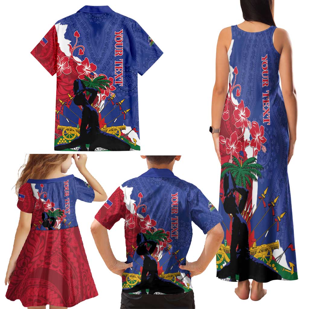 Personalised Haiti Le Marron Inconnu Family Matching Tank Maxi Dress and Hawaiian Shirt Dashiki Mix Polynesian Pattern - Wonder Print Shop