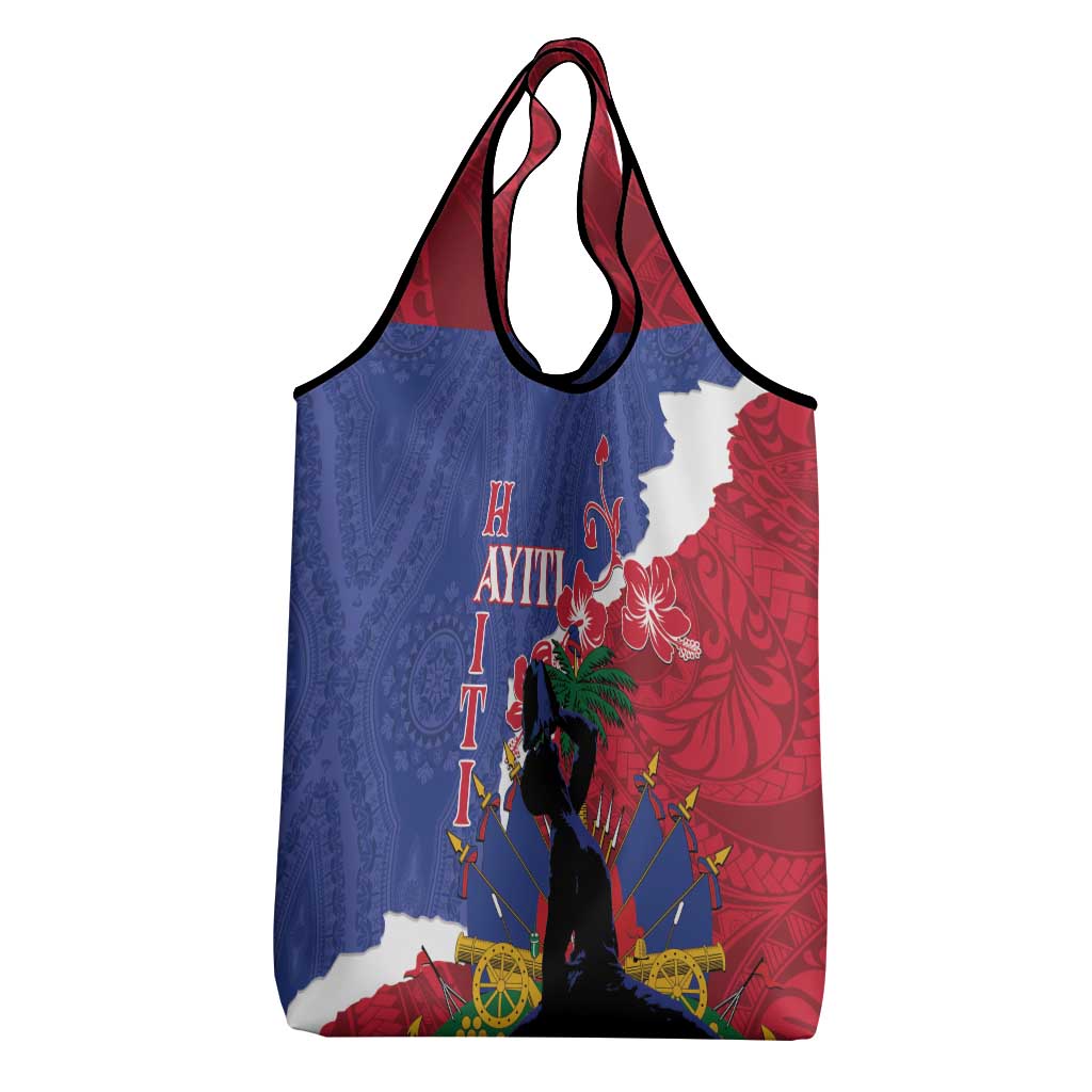 Haiti Le Marron Inconnu Grocery Bag Dashiki Mix Polynesian Pattern