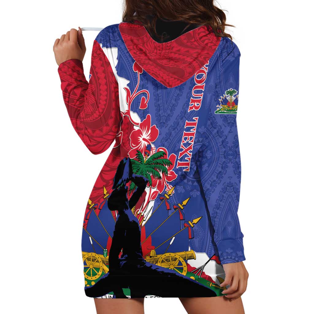 Personalised Haiti Le Marron Inconnu Hoodie Dress Dashiki Mix Polynesian Pattern - Wonder Print Shop