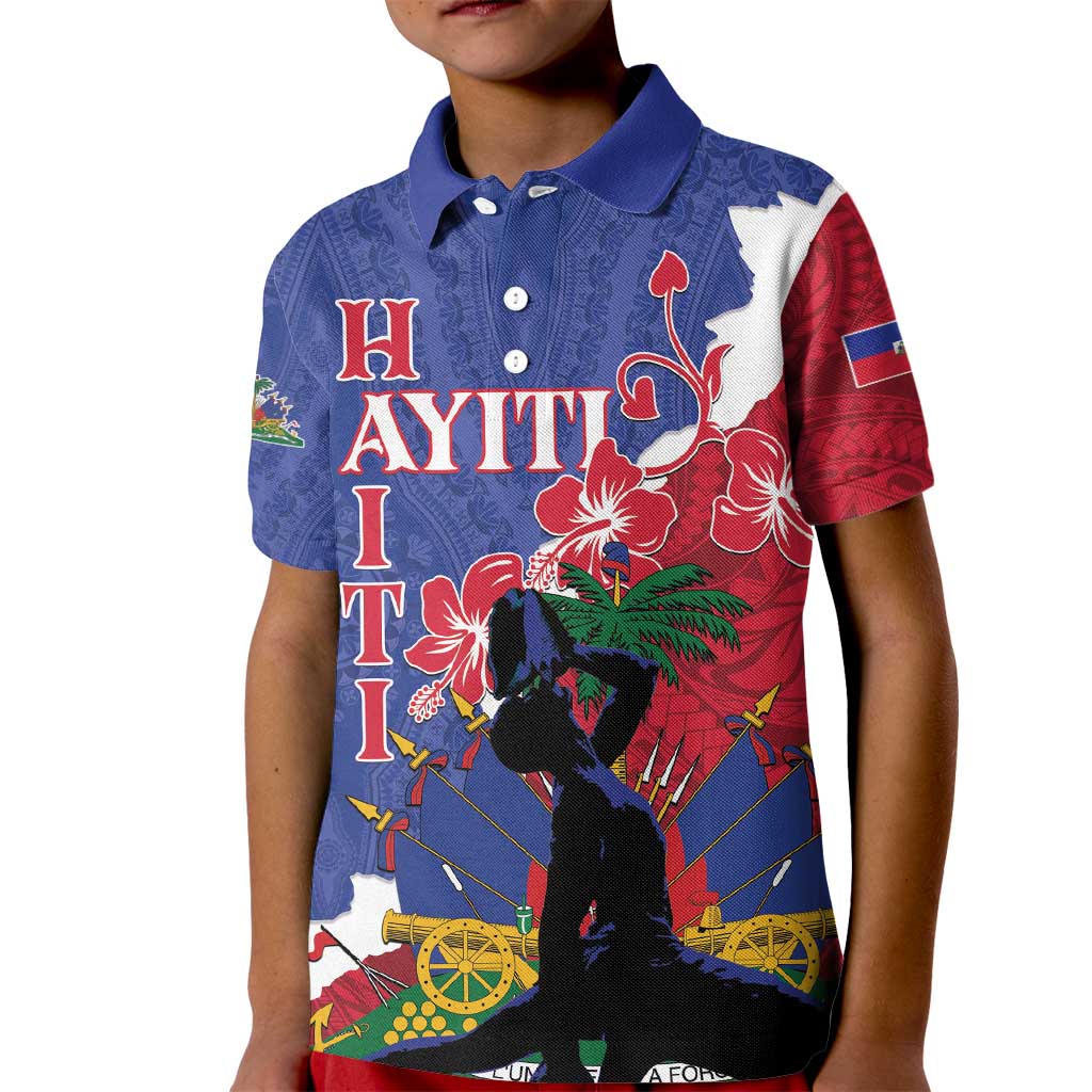Personalised Haiti Le Marron Inconnu Kid Polo Shirt Dashiki Mix Polynesian Pattern - Wonder Print Shop