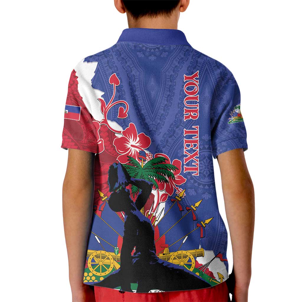Personalised Haiti Le Marron Inconnu Kid Polo Shirt Dashiki Mix Polynesian Pattern - Wonder Print Shop