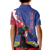 Personalised Haiti Le Marron Inconnu Kid Polo Shirt Dashiki Mix Polynesian Pattern - Wonder Print Shop