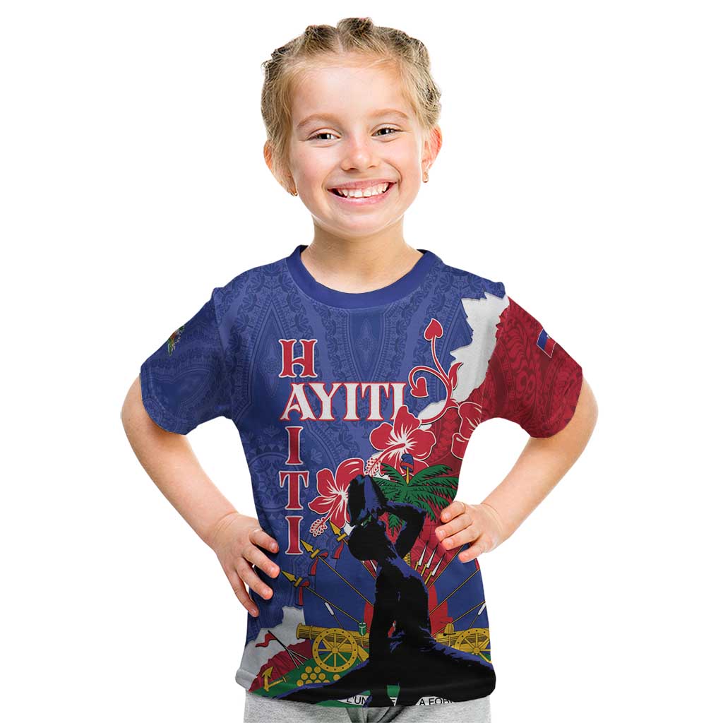 Personalised Haiti Le Marron Inconnu Kid T Shirt Dashiki Mix Polynesian Pattern - Wonder Print Shop