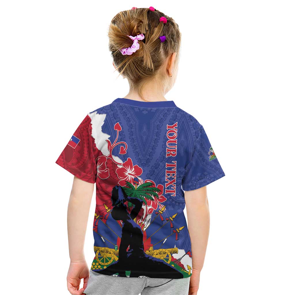 Personalised Haiti Le Marron Inconnu Kid T Shirt Dashiki Mix Polynesian Pattern - Wonder Print Shop