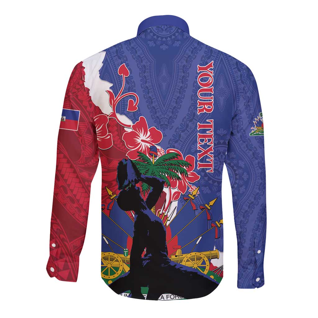 Personalised Haiti Le Marron Inconnu Long Sleeve Button Shirt Dashiki Mix Polynesian Pattern - Wonder Print Shop