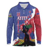 Personalised Haiti Le Marron Inconnu Long Sleeve Polo Shirt Dashiki Mix Polynesian Pattern - Wonder Print Shop