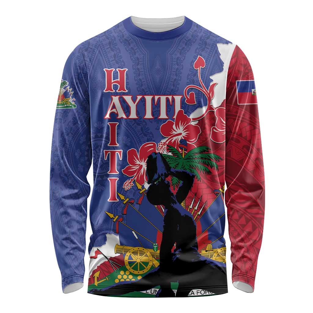 Personalised Haiti Le Marron Inconnu Long Sleeve Shirt Dashiki Mix Polynesian Pattern - Wonder Print Shop