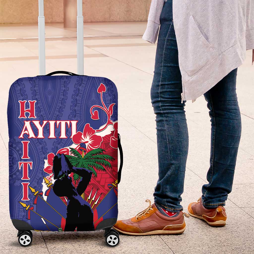 Haiti Le Marron Inconnu Luggage Cover Dashiki Mix Polynesian Pattern - Wonder Print Shop