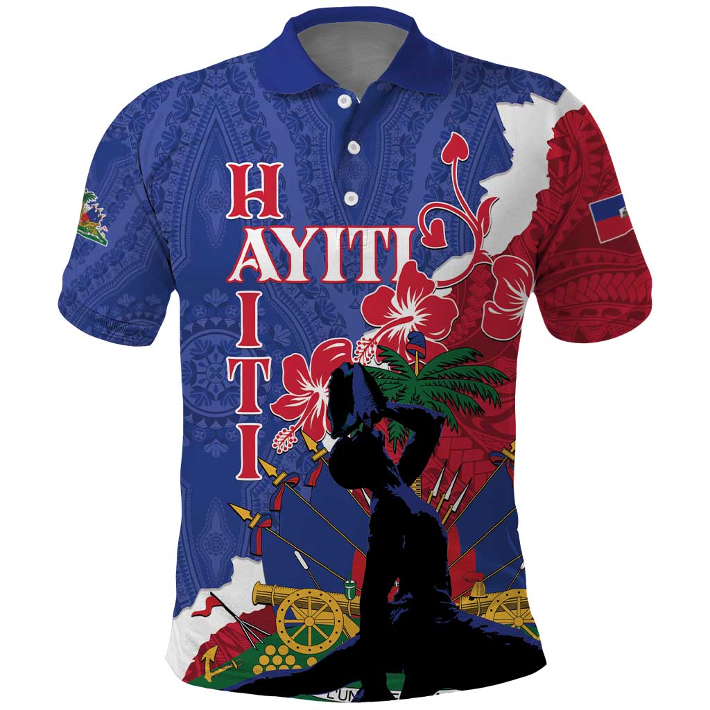Personalised Haiti Le Marron Inconnu Polo Shirt Dashiki Mix Polynesian Pattern - Wonder Print Shop