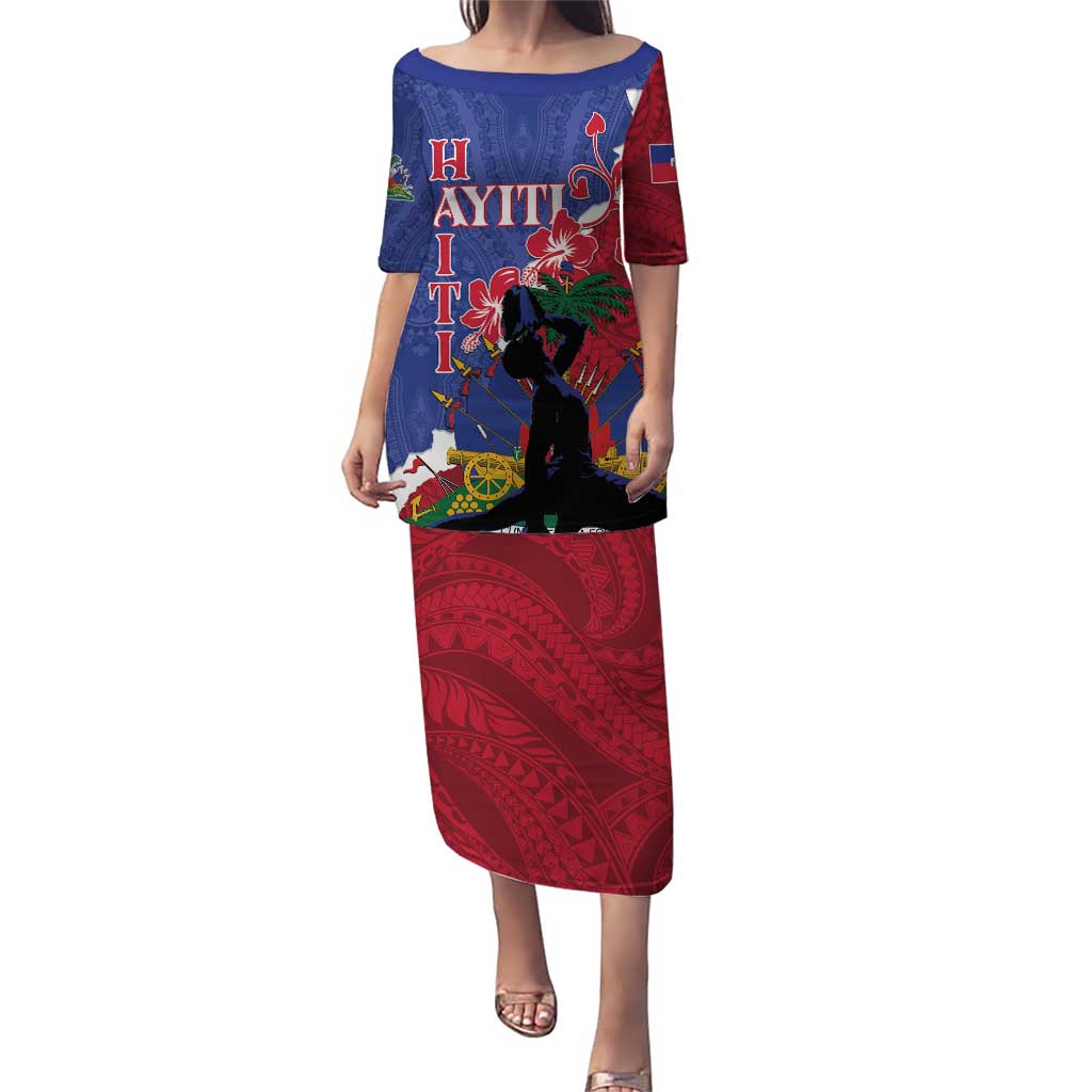 Personalised Haiti Le Marron Inconnu Puletasi Dashiki Mix Polynesian Pattern - Wonder Print Shop