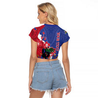 Personalised Haiti Le Marron Inconnu Raglan Cropped T Shirt Dashiki Mix Polynesian Pattern - Wonder Print Shop