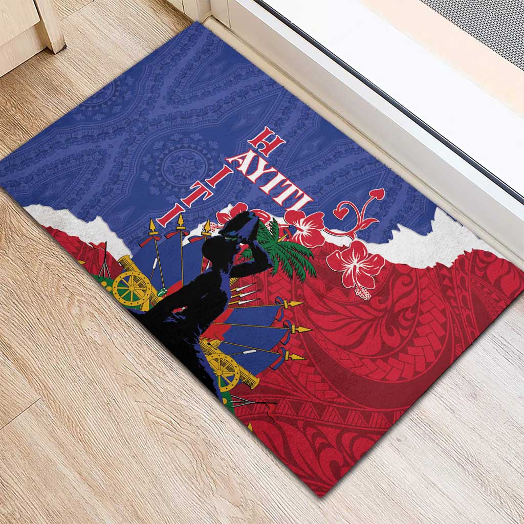Haiti Le Marron Inconnu Rubber Doormat Dashiki Mix Polynesian Pattern - Wonder Print Shop