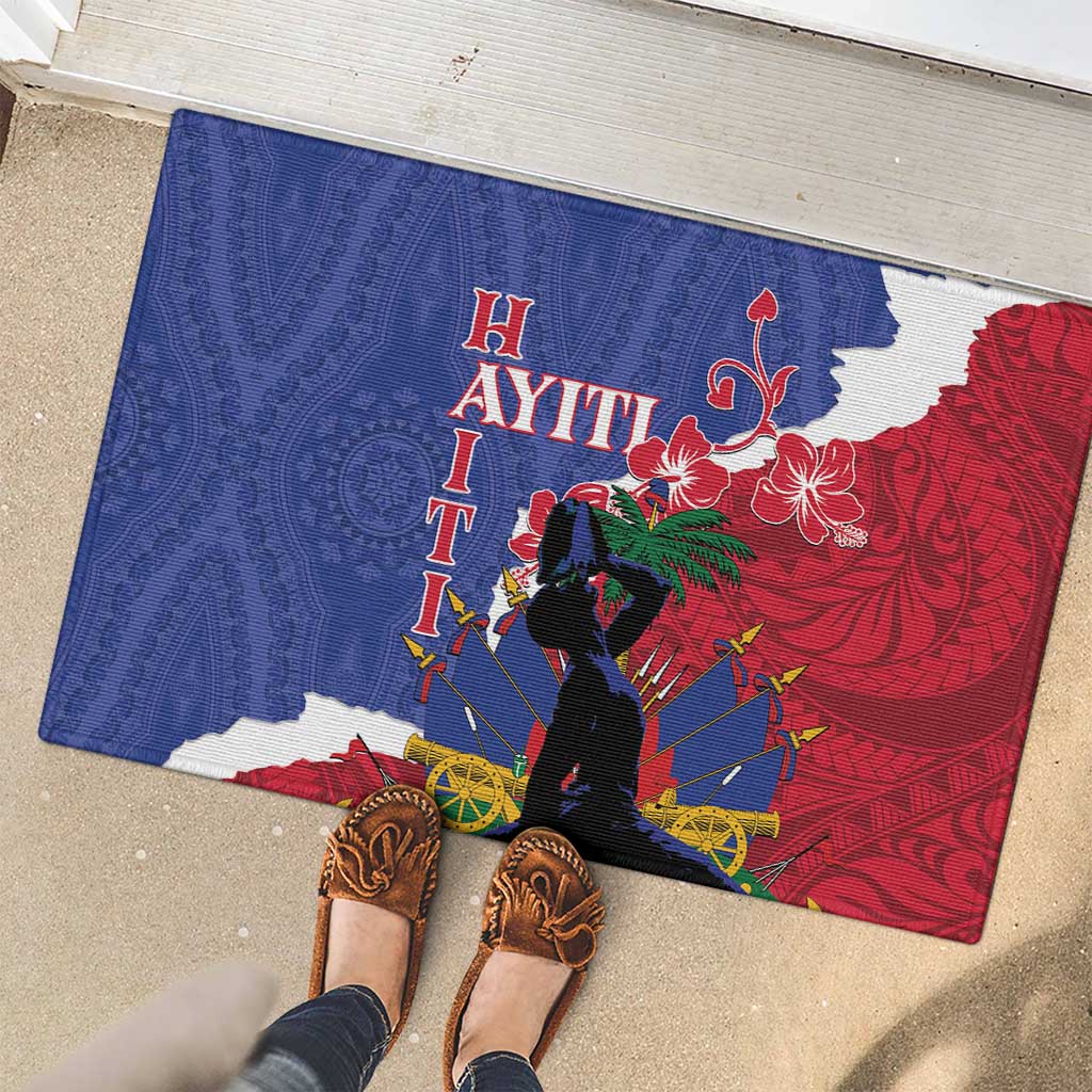Haiti Le Marron Inconnu Rubber Doormat Dashiki Mix Polynesian Pattern - Wonder Print Shop