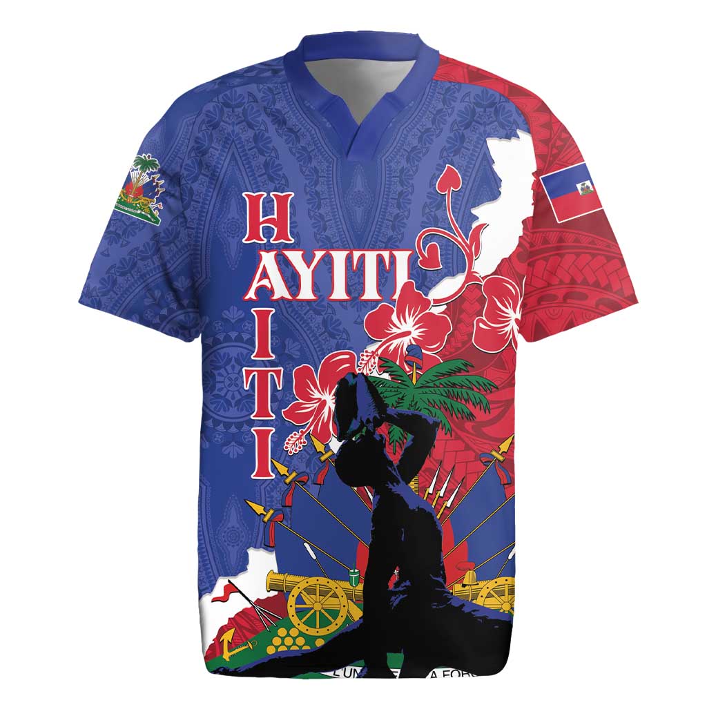 Personalised Haiti Le Marron Inconnu Rugby Jersey Dashiki Mix Polynesian Pattern - Wonder Print Shop