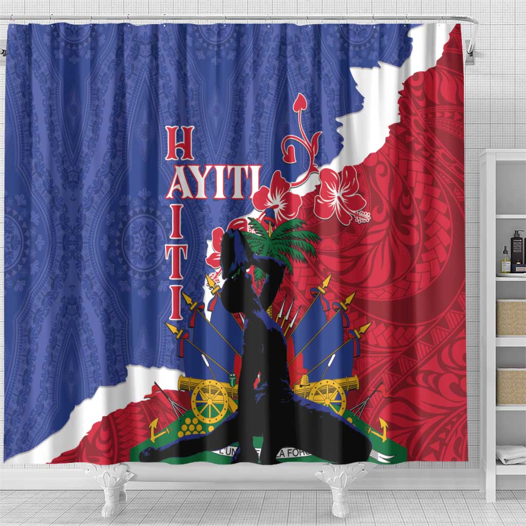 Haiti Le Marron Inconnu Shower Curtain Dashiki Mix Polynesian Pattern
