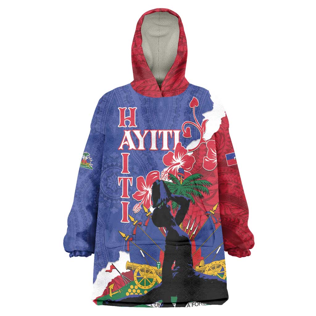 Personalised Haiti Le Marron Inconnu Wearable Blanket Hoodie Dashiki Mix Polynesian Pattern - Wonder Print Shop